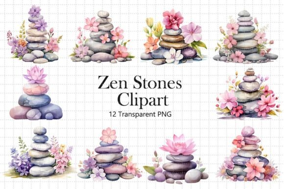 Download Zen Stones Watercolor Clipart Bundle - Premium Resources