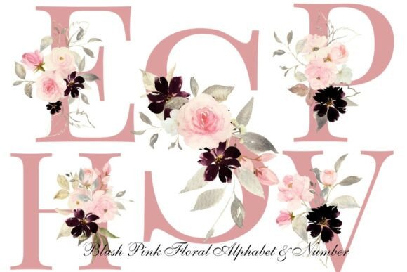 Download Blush Pink Floral Alphabet &amp; Number PNG - Premium Bundle